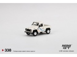 LAND ROVER DEFENDER 90 PICK-UP - bílá/modré pruhy - 1:64 - Mini GT