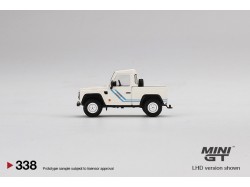 LAND ROVER DEFENDER 90 PICK-UP - bílá/modré pruhy - 1:64 - Mini GT