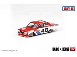 KAIDO HOUSE DATSUN 510 PRO STREET BRE510 V2 n.46 - červená/bílá/modrá s 8 paprskovými ráfky - 1:64 - Mini GT