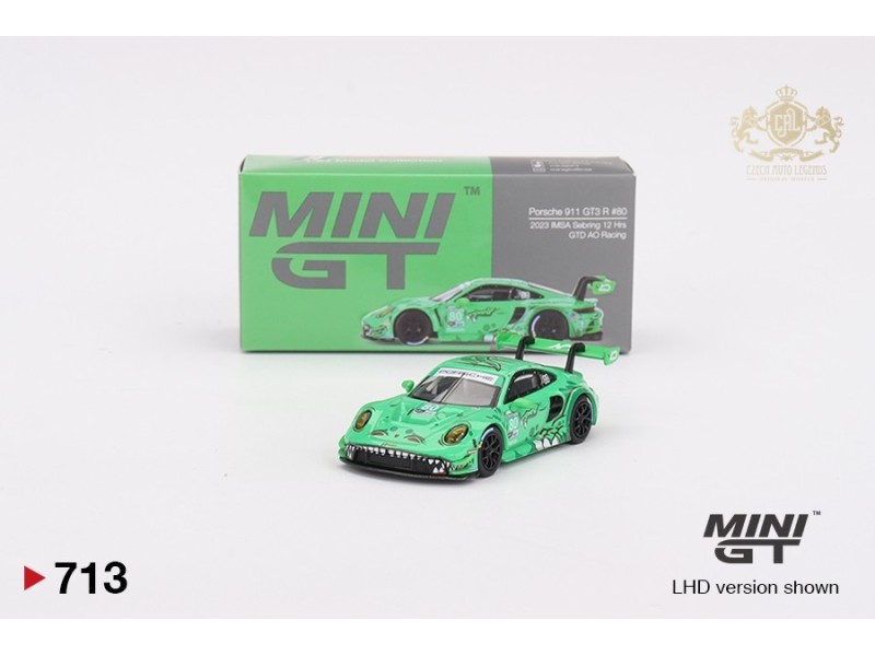 PORSCHE 911 (992) GT3 R n.80 GTD AO RACING SEBRING 12 HRS 2023 - zelená - 1:64 - Mini GT