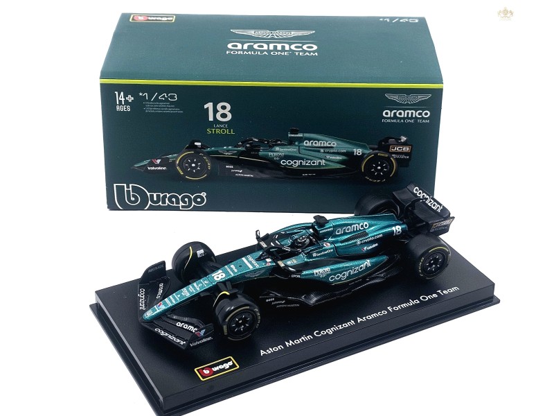 copy of F1 -ASTON MARTIN  AMR23 TEAM ARAMCO COGNIZANT N 18 SEASON 2023 - 1:43 Bburago - PC box