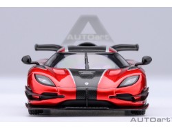 Koenigsegg One:1 1:64 červená, černá, stříbrné pruhy - AUTOart