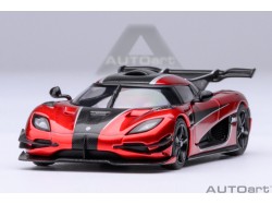 Koenigsegg One:1 1:64 červená, černá, stříbrné pruhy - AUTOart