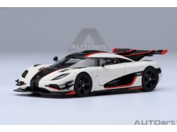 Koenigsegg One:1 1:64 bílá, černá, červené pruhy - AUTOart