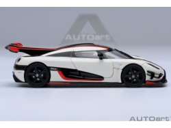 Koenigsegg One:1 1:64 bílá, černá, červené pruhy - AUTOart