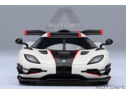 Koenigsegg One:1 1:64 bílá, černá, červené pruhy - AUTOart