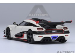 Koenigsegg One:1 1:64 bílá, černá, červené pruhy - AUTOart