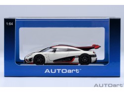 Koenigsegg One:1 1:64 bílá, černá, červené pruhy - AUTOart