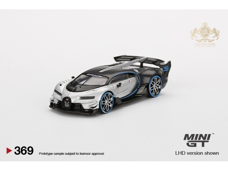 Bugatti Vision Gran Turismo, stříbrná/černá -1:64 - Mini GT/MIJO