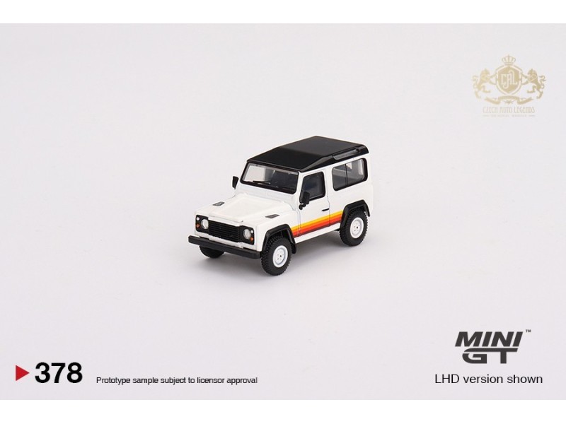 LAND ROVER DEFENDER 90 WAGON - WHITE WITH STRIPES - 1:64 - Mini GT/MIJO