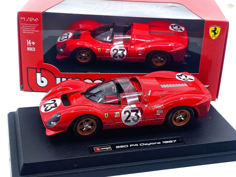 FERRARI - 330P4/P3 4.0L V12 SPIDER TEAM FERRARI SPA SEFAC N 23 WINNER 24h DAYTONA 1967 1:24 - red  - Bburago