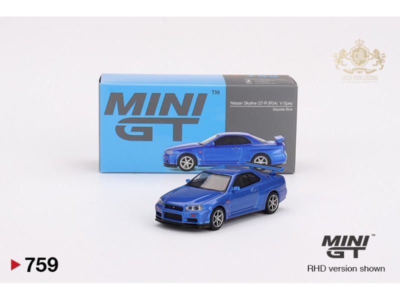 Nissan Skyline GT-R (R34) V-Spec 1999 - Blue - 1:64 - Mini GT