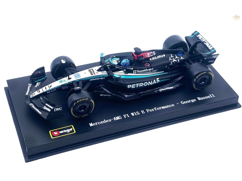 MERCEDES GP F1 W15 EQ PERFORMANCE AMG PETRONAS MOTORSPORT N.63  2024 1:43 – G. RUSSELL - PILOT AND SHOWCASE - Bburago