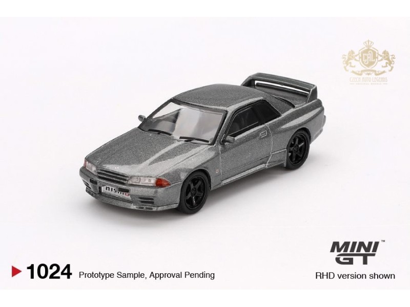 NISSAN SKYLINE GT-R (NISMO BNR32 CRS VERSION) 1992 - šedá - 1:64 - Mini GT - blistr