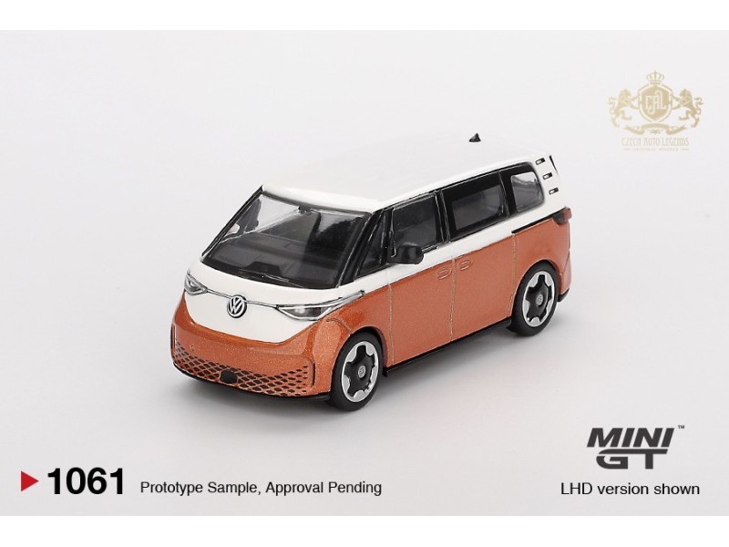 VOLKSWAGEN ID.BUZZ CARAVELLE CANDY WHITE / ENERGETIC ORANGE 2024 - 1:64 - Mini GT