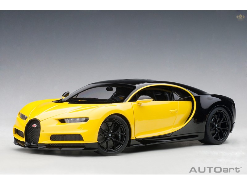 Bugatti Chiron 1:18 (Jaune Molsheim/Nocturne Black) - AUTOart