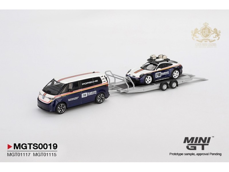 PORSCHE 911 DAKAR nr.718+ VOLKSWAGEN ID. BUZZ PORSCHE CENTRUM GELDERLAND 2025 - 1:64 - Mini GT