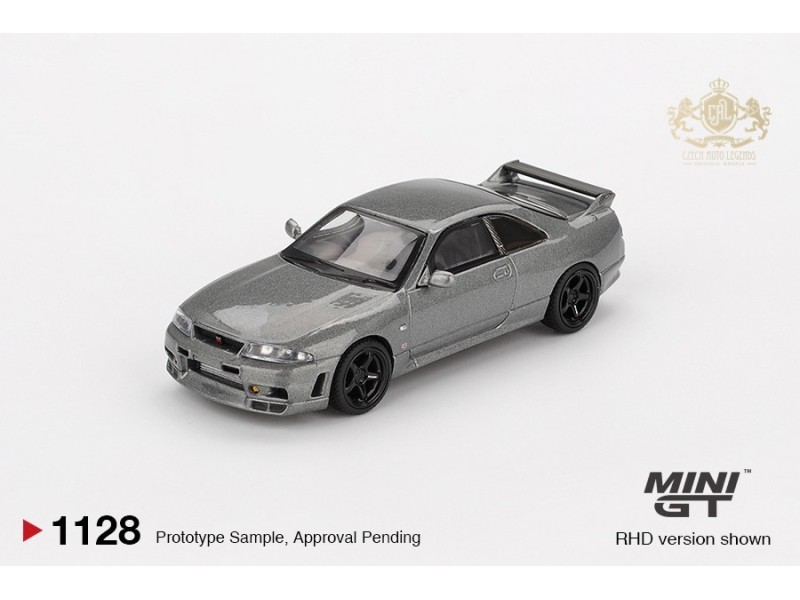 NISSAN GTR (R33) NISMO BCNR33 CRS DARK METAL GRAY 1993 - 1:64 - Mini GT -blistr
