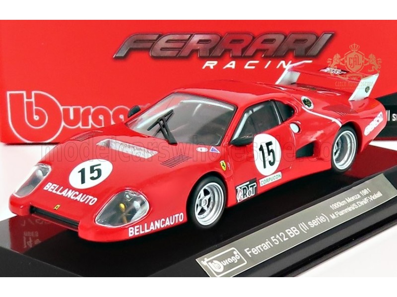 FERRARI - 512BB TEAM BELLANCAUTO N 15 1000km MONZA 1981 MAURIZIO FLAMMINI - SPARTACO DINI - FABRIZIO VIOLATI 1:43 - Bburago