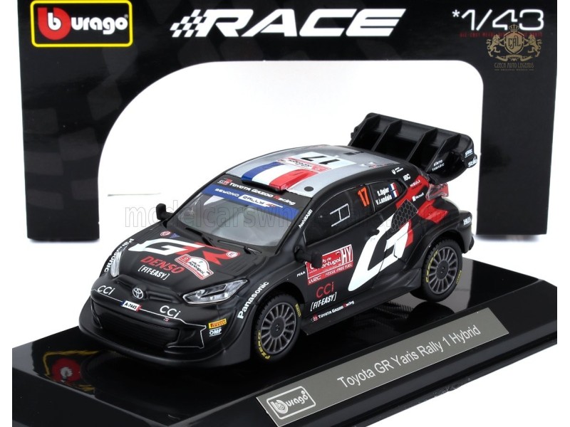 TOYOTA YARIS GR RALLY1 HYBRID TEAM TOYOTA GAZOO RACING WRT N 17 RALLY 2024 S. OGIER - V. LANDAIS - černá 1:43 - Bburago