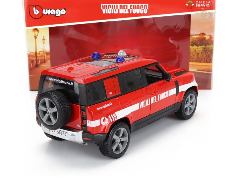 LAND ROVER - NEW DEFENDER 110 VIGILI DEL FUOCO 2022 - RED WHITE 1:24 - Bburago