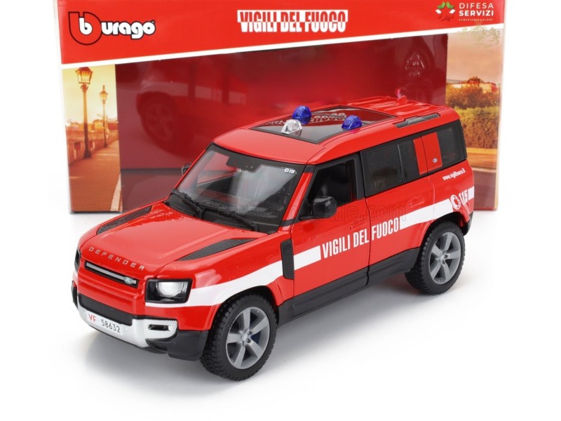 LAND ROVER - NEW DEFENDER 110 VIGILI DEL FUOCO 2022 - RED WHITE 1:24 - Bburago