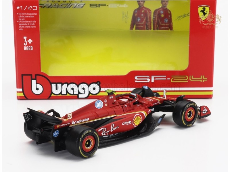 FERRARI - F1 SF-24 TEAM SCUDERIA FERRARI N 55 5th EMILIA ROMAGNA IMOLA GP 2024 C. SAINZ - RED BLACK 1:43 - Bburago