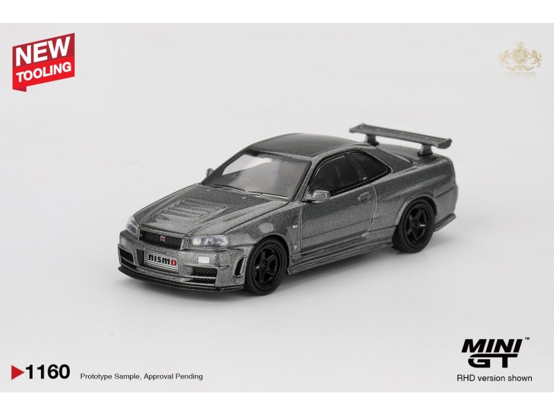 NISSAN SKYLINE GTR (R34) DARK METAL GRAY NISMO CRS 1999  -1:64 - Mini GT - blister