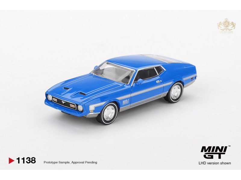 FORD MUSTANG MACH 1 GRABBER BLUE 1971  -1:64 - Mini GT - blistr