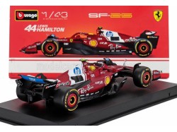 FERRARI - F1 SF-25 TEAM SCUDERIA FERRARI HP N 44 SEASON 2025 LEWIS HAMILTON WITH PILOT AND SHOWCASE - RED 1:43 - Bburago