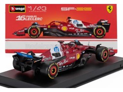 FERRARI - F1 SF-25 TEAM SCUDERIA FERRARI HP N 16 SEASON 2025 CHARLES LECLERC WITH PILOT AND SHOWCASE - RED 1:43 - Bburago