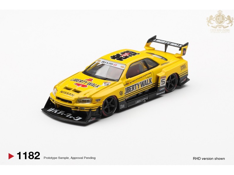 NISSAN GTR (R34) SKYLINE SUPER SILHOUETTE SPORT YELLOW 2025 - 1:64 - Mini GT