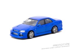 Nissan Skyline ER34 URAS -  Blue  - 1:64 - TARMAC works - blistr