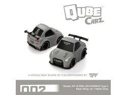 Nissan GT-R R35 LB★WORKS Type 1, Rear Wing ver 1 Matte Grey - MINI GT - Qube Carz