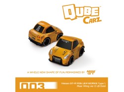 Nissan GT-R R35 LB★WORKS Type 1, Rear Wing ver 2 LB Gold - MINI GT - Qube Carz