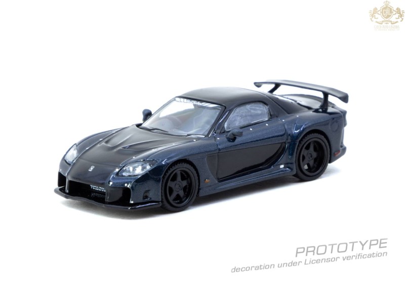 Mazda RX-7 Veilside Fortune, dark blue/black 2026 - 1:64 - TARMAC works - blistr