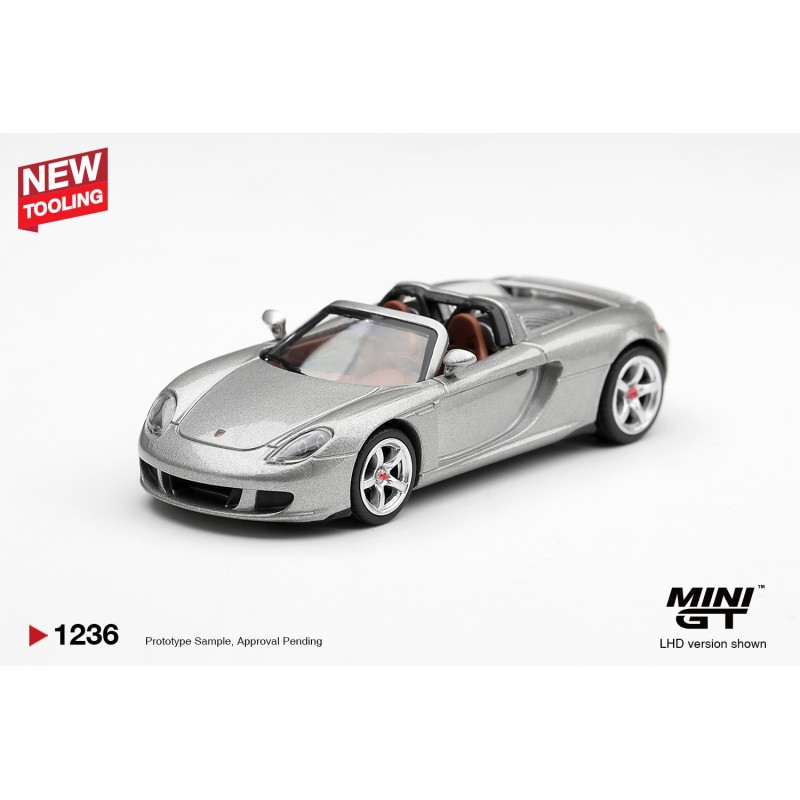 PORSCHE CARRERA GT SILVER METALLIC 2006 -1:64 - Mini GT - blistr