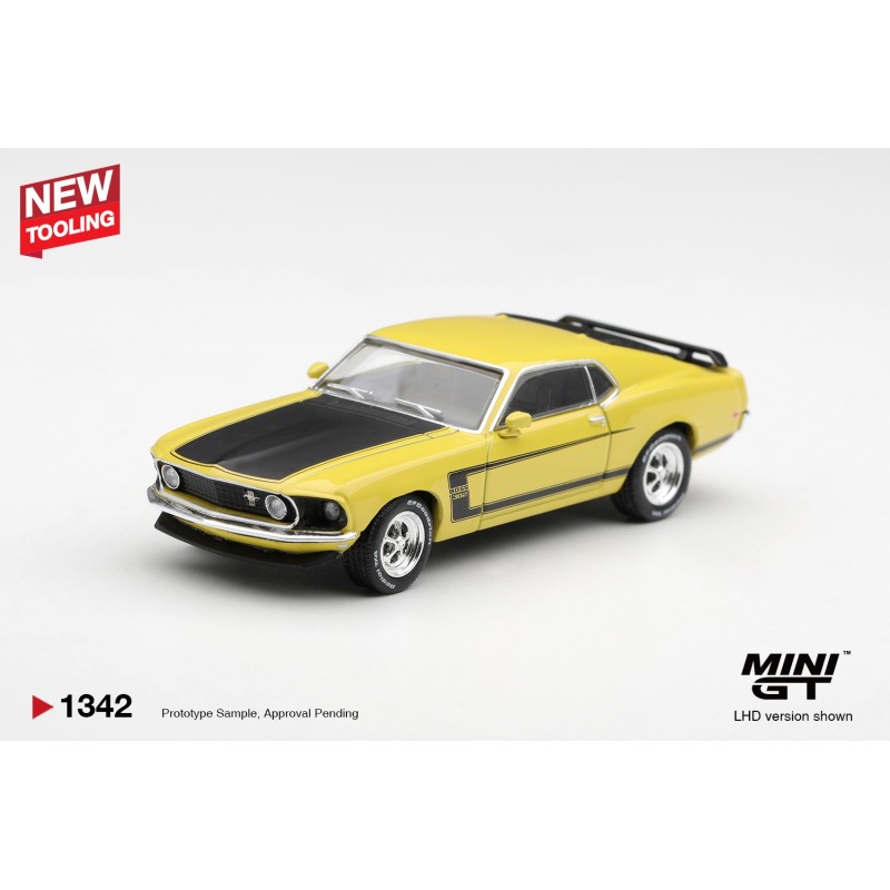 FORD MUSTANG BOSS 302 BRIGHT YELLOW 1969  -1:64 - Mini GT - blistr