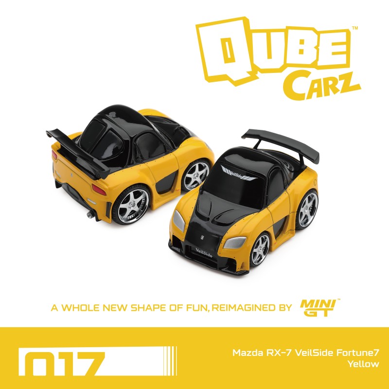 MAZDA RX-7 (FD) VEILSIDE FORTUNE7 YELLOW 1995 - MINI GT - Qube Carz