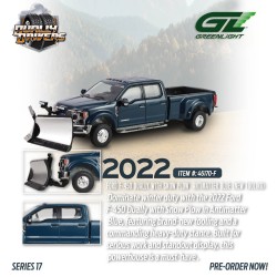 FORD F-450 DUALLY WITH SNOW PLOW ANTIMATTER BLUE 2022 -1:64 - Greenlight