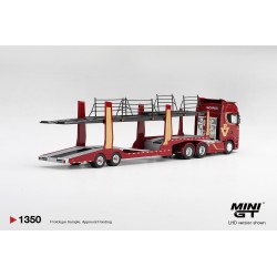 Scania 770S A6x4NA Car Transporter V8 50th anniversary + Car transporter Red -1:64 - Mini GT