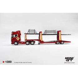Scania 770S A6x4NA Car Transporter V8 50th anniversary + Car transporter Red -1:64 - Mini GT