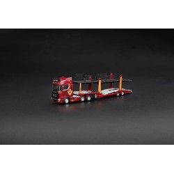 Scania 770S A6x4NA Car Transporter V8 50th anniversary + Car transporter Red -1:64 - Mini GT