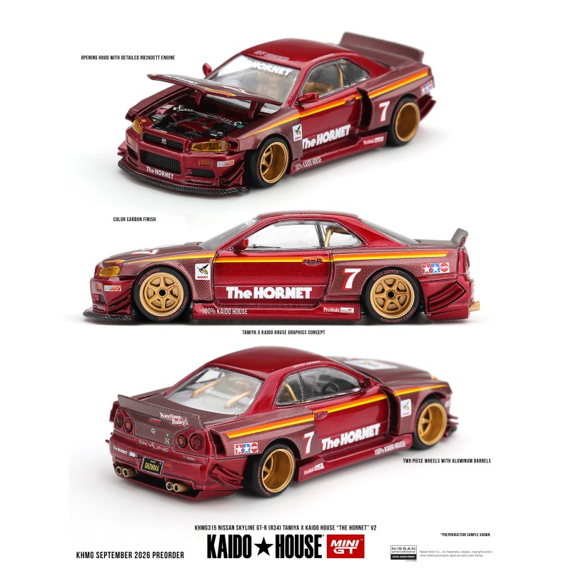NISSAN SKYLINE GT-R (R34) TAMIYA X KAIDO HOUSE "THE HORNET" V2 1999  - 1/64 - KAIDO HOUSE