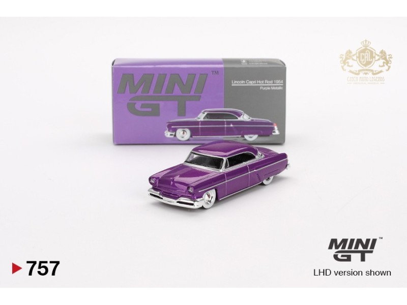 Mini GT -  LINCOLN CAPRI HOT ROD  1954 - fialová metaliza -1:64